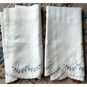 Today’s Curtain Embroidered Floral White Valance Set of 2 Window Treatments